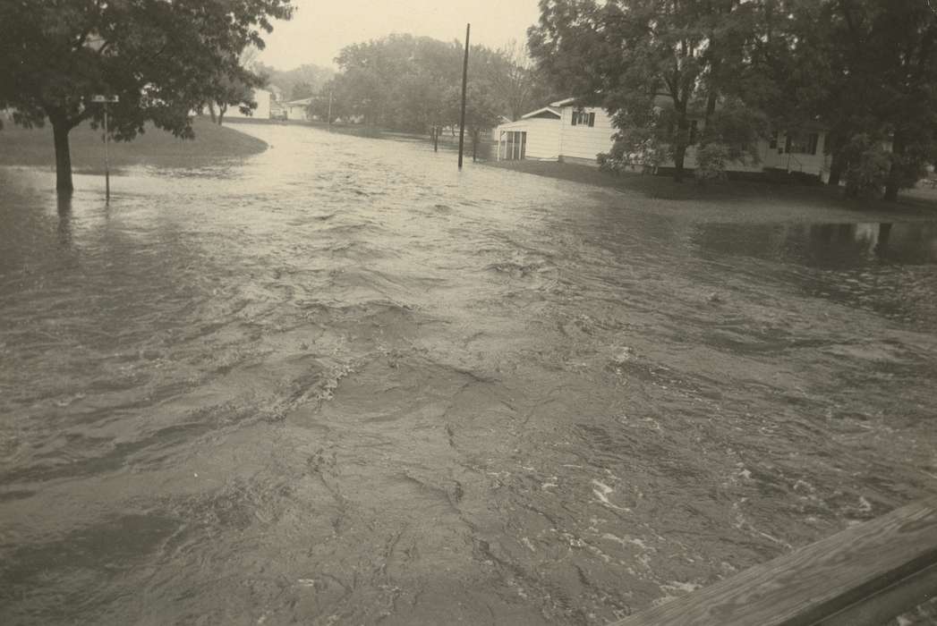 Main Streets & Town Squares, Floods, Cemeteries and Funerals, Iowa History, history of Iowa, Waverly, IA, Iowa, Homes, street flooded, Waverly Public Library