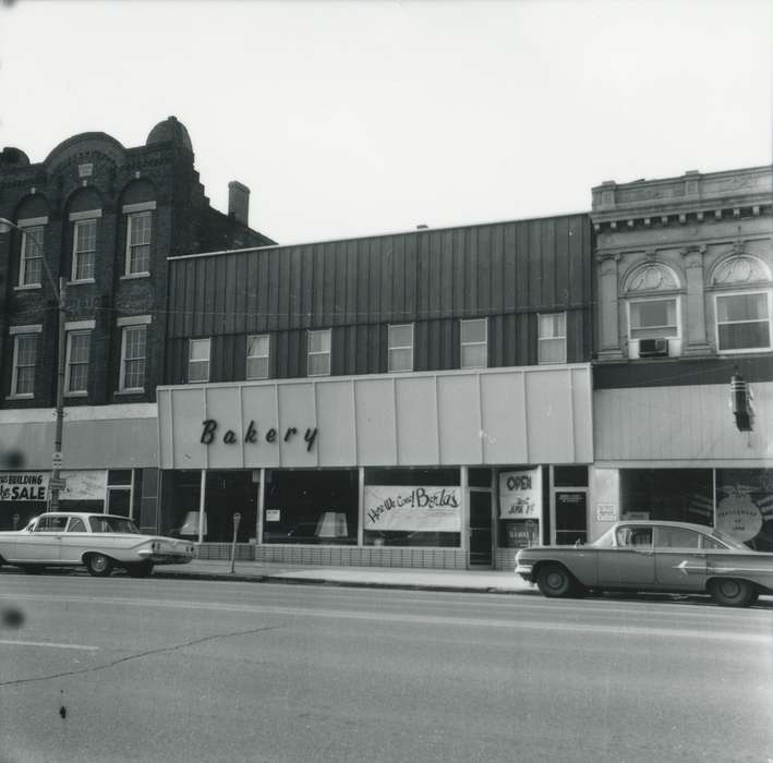 Main Streets & Town Squares, main street, history of Iowa, Iowa History, bakery, storefront, Businesses and Factories, cafe, Iowa, Cities and Towns, street, Waverly Public Library