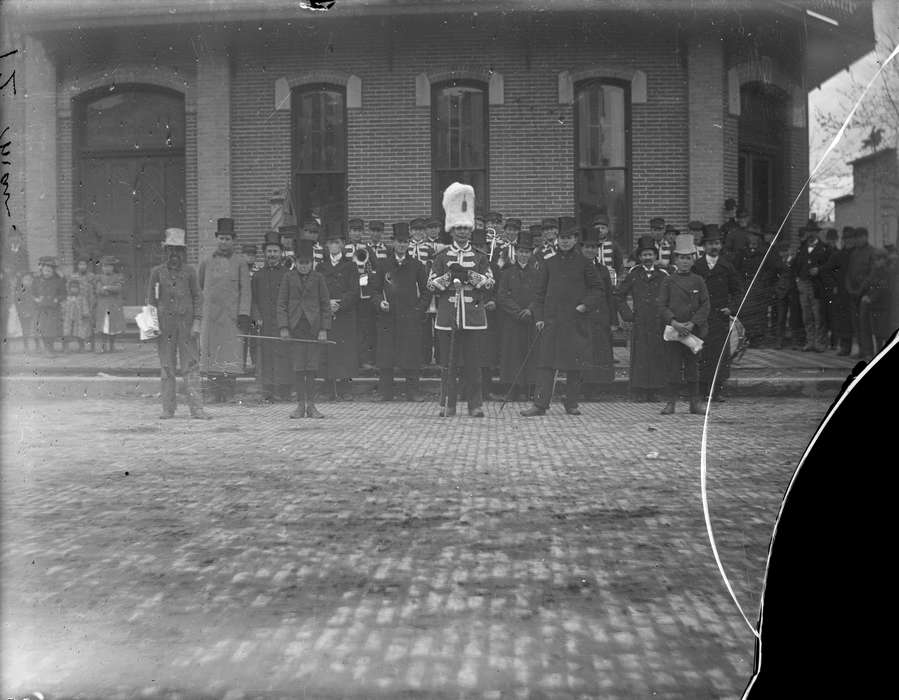 Fairs and Festivals, uniform, history of Iowa, hat, top hat, band uniform, Iowa, Waverly Public Library, band, Iowa History, Portraits - Group