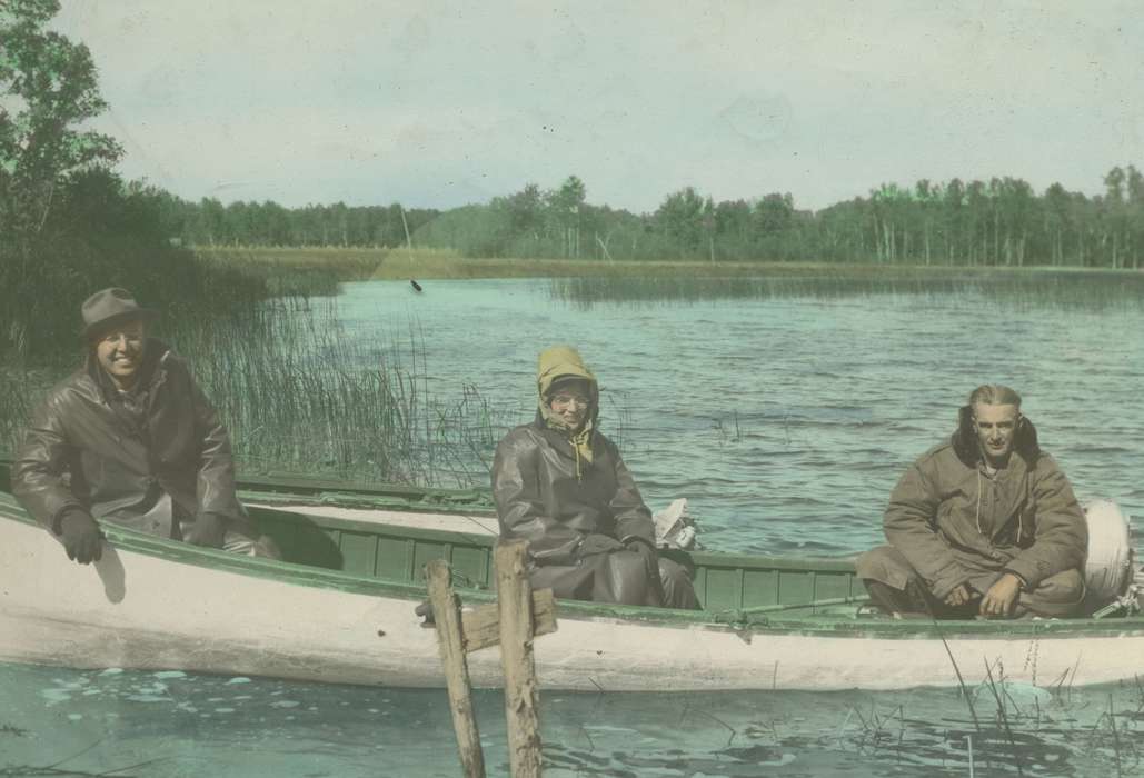 Travel, history of Iowa, colorized, McMurray, Doug, boat, Iowa, fishing, Longville, MN, Iowa History, Outdoor Recreation, Portraits - Group