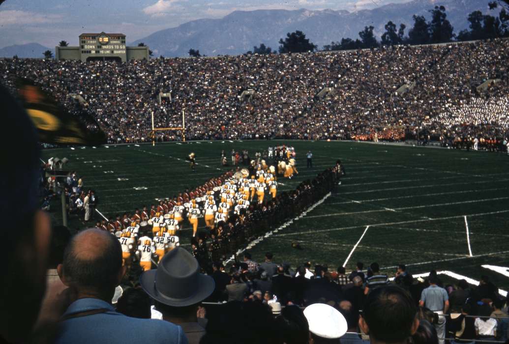 Travel, football stadium, Campopiano Von Klimo, Melinda, history of Iowa, Pasadena, CA, Iowa History, Entertainment, football, crowd, Iowa, iowa hawkeyes, Sports, stadium, mountain