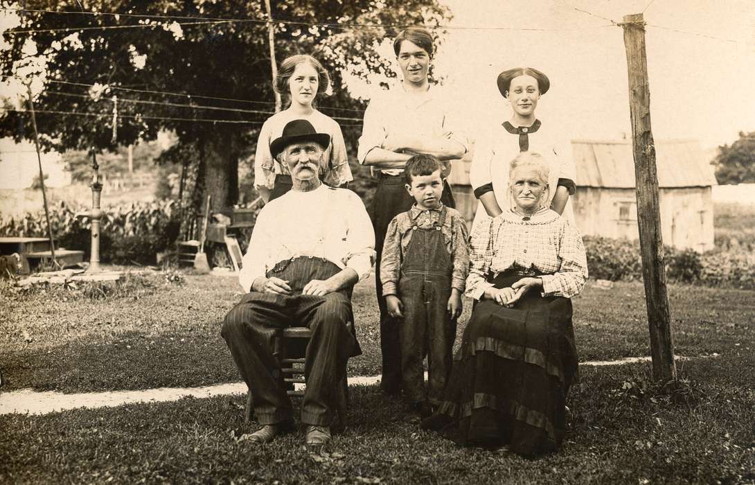 Portraits - Group, Iowa, Families, Children, pump, Anamosa, IA, Farms, Anamosa Library & Learning Center, history of Iowa, Iowa History