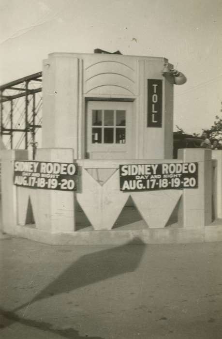 Iowa, toll booth, Sidney, IA, Leisure, advertisement, Entertainment, rodeo, Campopiano Von Klimo, Melinda, history of Iowa, Iowa History