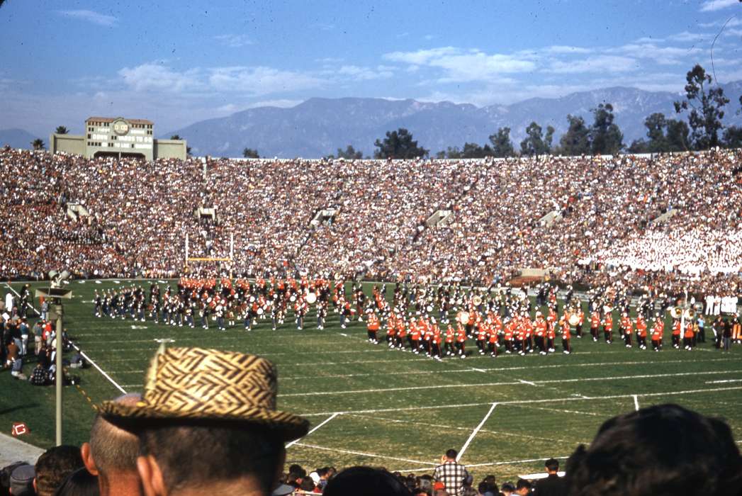 Pasadena, CA, Travel, iowa hawkeyes, Iowa, Iowa History, crowd, history of Iowa, Entertainment, stadium, Sports, Campopiano Von Klimo, Melinda, mountain, band, marching band, football stadium