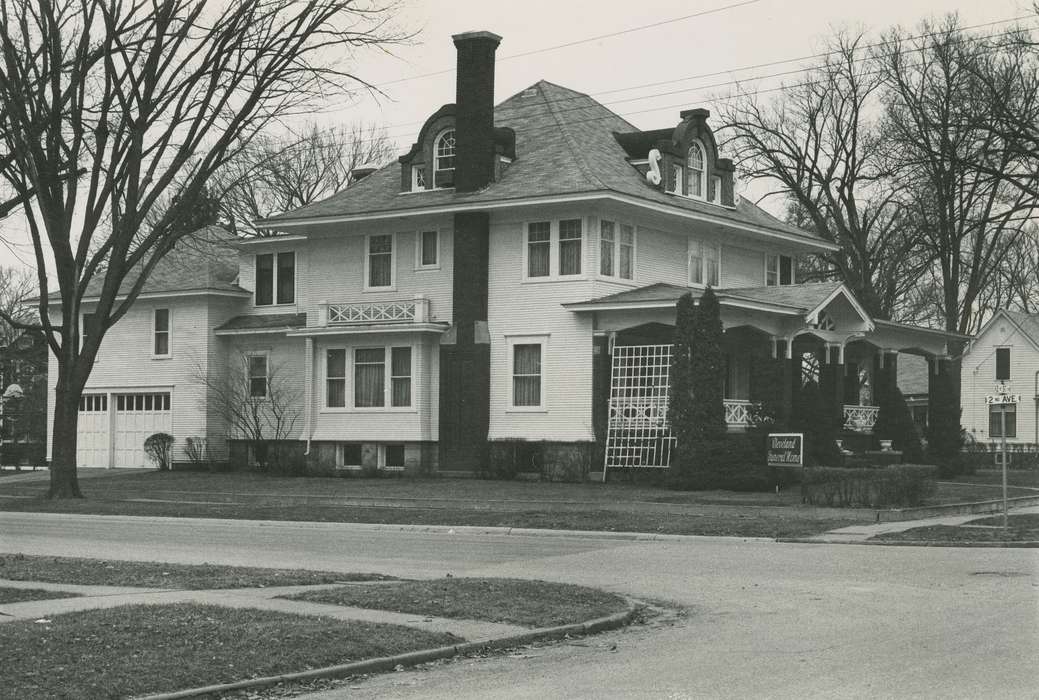 history of Iowa, Iowa History, front porch, Businesses and Factories, funeral home, Iowa, correct date needed, Cities and Towns, chimney, Homes, house, Waverly Public Library