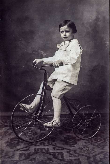 Portraits - Individual, Iowa History, Iowa, Anamosa Library & Learning Center, Anamosa, IA, tricycle, history of Iowa, Children, bicycle