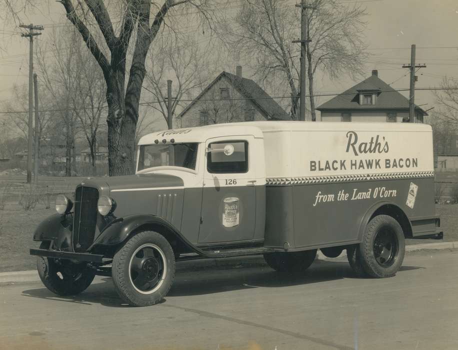 history of Iowa, Iowa History, delivery, Motorized Vehicles, truck, O'Brink, Lisa, Iowa, tire, Cities and Towns, headlight, tires, electrical pole
