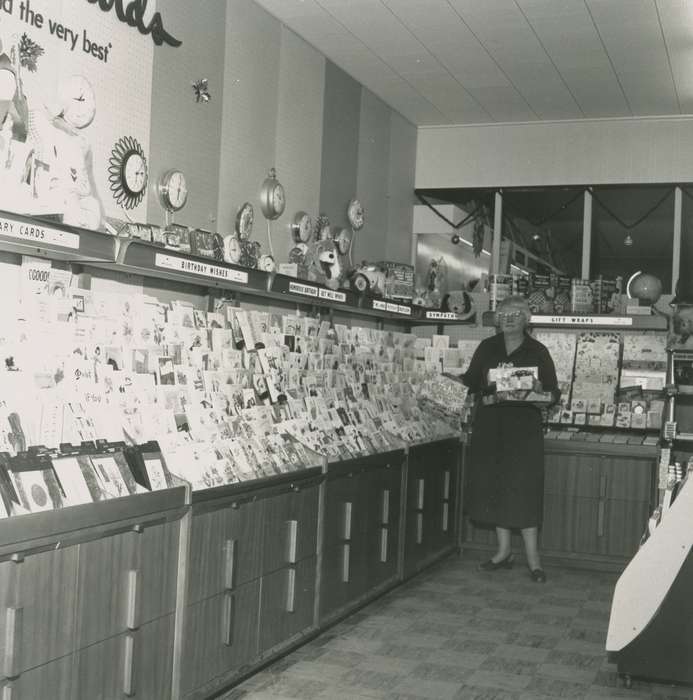 Portraits - Individual, clocks, history of Iowa, Businesses and Factories, Waverly, IA, Waverly Public Library, Iowa, pharmacy, cards, Iowa History