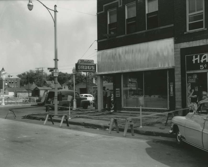 history of Iowa, drugstore, Main Streets & Town Squares, Iowa, correct date needed, Waverly Public Library, Labor and Occupations, Iowa History