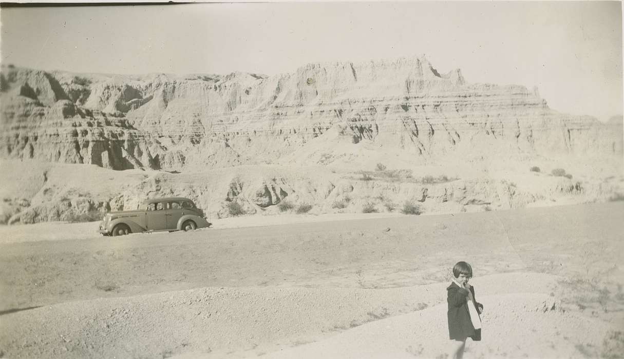 Portraits - Individual, car, SD, Iowa History, Iowa, Motorized Vehicles, history of Iowa, studebaker, Children, Beach, Rosemary, hills