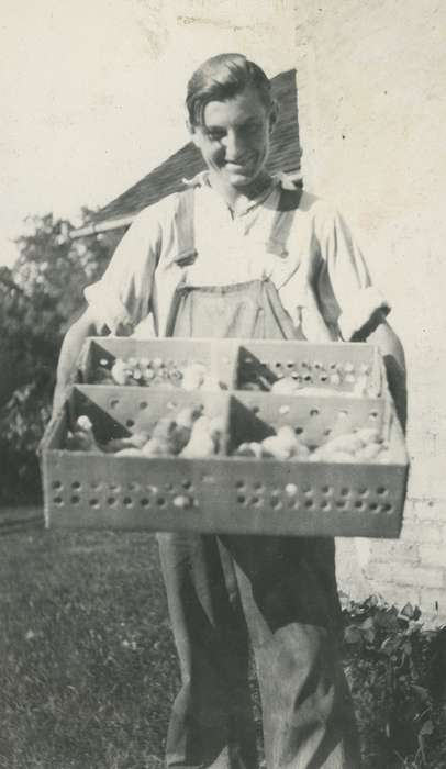 Portraits - Group, Animals, Iowa History, Iowa, chicks, McMurray, Doug, farmer, Webster City, IA, history of Iowa