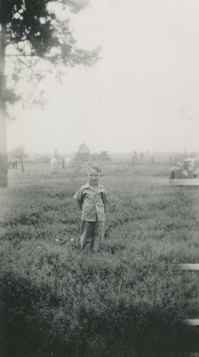 horizon, grass, Spilman, Jessie Cudworth, history of Iowa, dandelion, Iowa, USA, field, Portraits - Individual, boy, Children, Iowa History