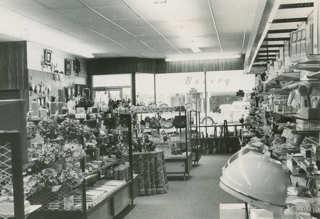 decoration, household goods, history of Iowa, Businesses and Factories, Waverly Public Library, Main Streets & Town Squares, Iowa, flowers, Iowa History, lamp, household goods store, Cities and Towns