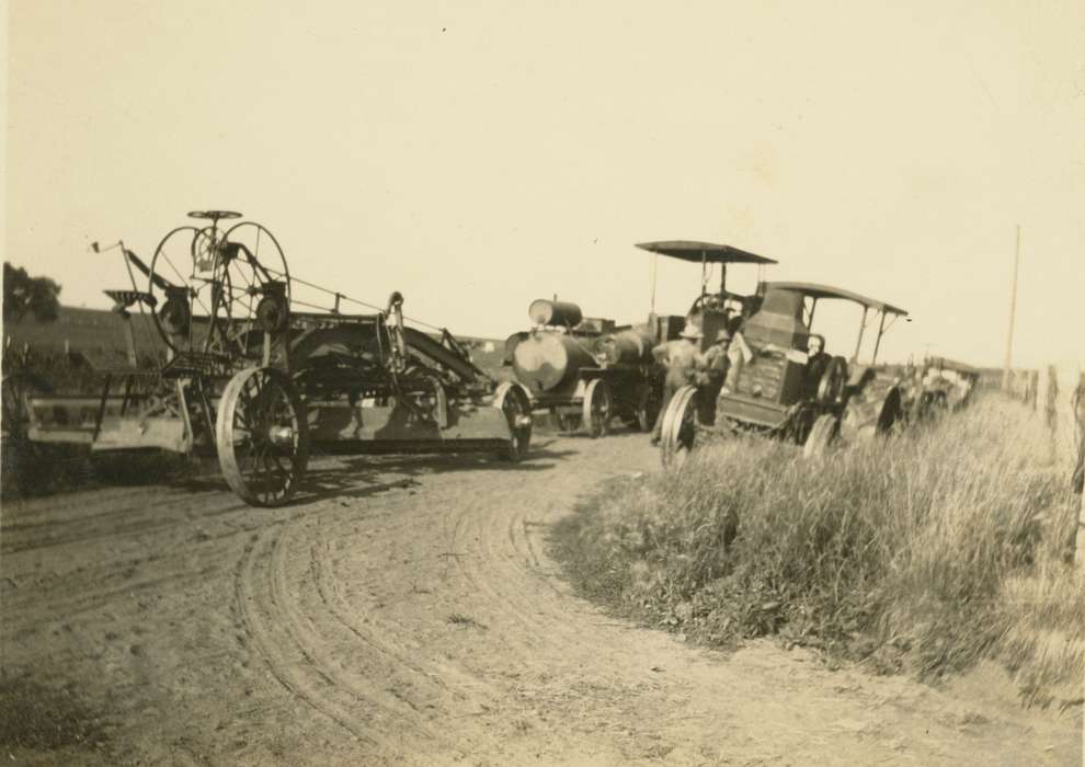 Farming Equipment, history of Iowa, Iowa History, Tucker, Rose, tractor, dirt road, Iowa, Farms, Dubuque County, IA