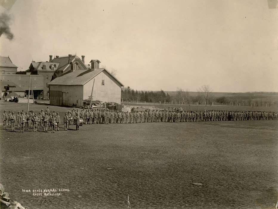 iowa state normal school, history of Iowa, Military and Veterans, UNI Special Collections & University Archives, battalion, Iowa, military training, university of northern iowa, uni, Iowa History, Schools and Education