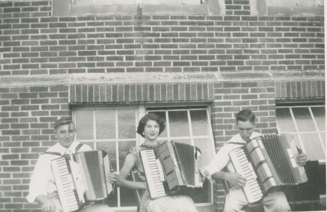 Portraits - Group, history of Iowa, Iowa History, Entertainment, musicians, Tucker, Rose, accordion, Iowa, Dubuque County, IA, music