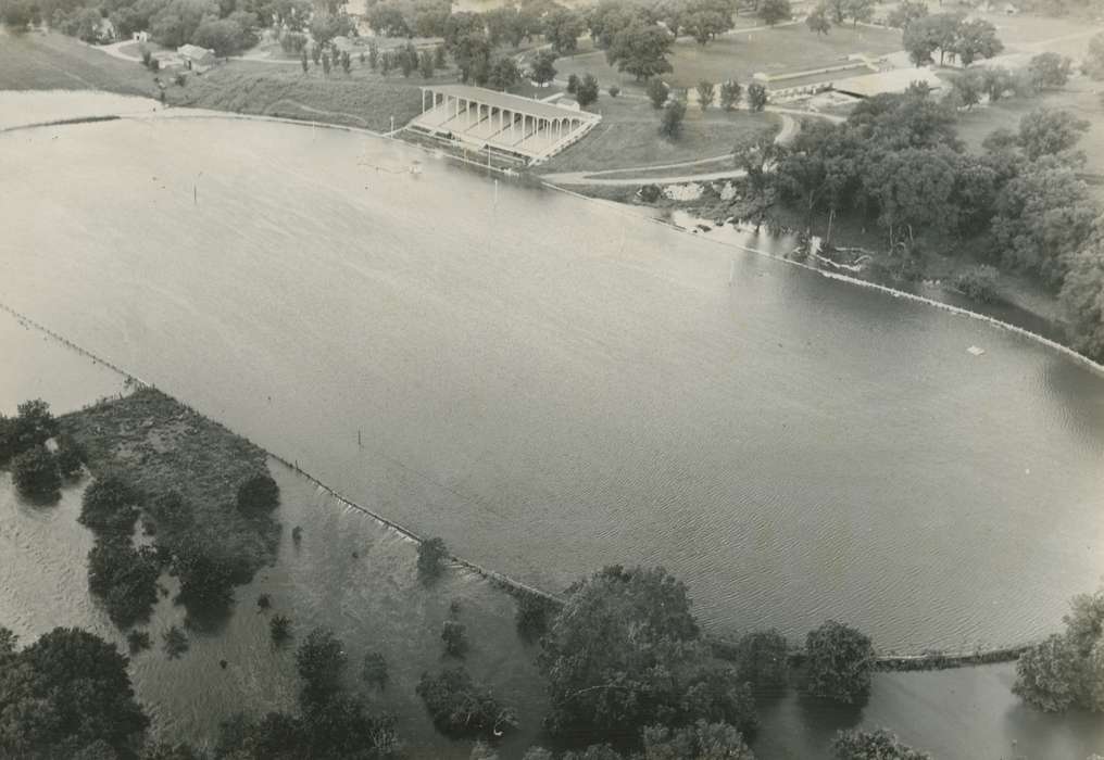 Iowa History, Iowa, Floods, bleachers, McMurray, Doug, Aerial Shots, fairground, Webster City, IA, history of Iowa