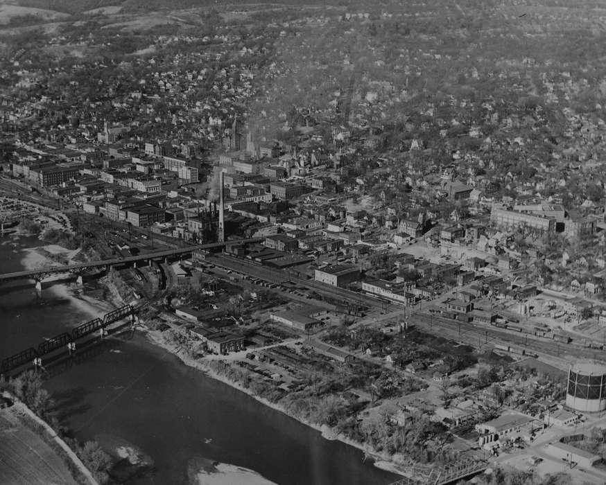 history of Iowa, Iowa History, Ottumwa, IA, Lemberger, LeAnn, Lakes, Rivers, and Streams, railroad, Aerial Shots, Iowa, Cities and Towns