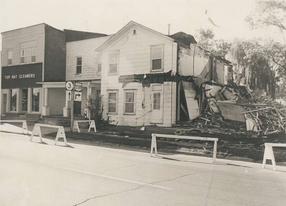 Main Streets & Town Squares, destruction, history of Iowa, Iowa History, Wrecks, Waverly, IA, Iowa, Cities and Towns, Homes, Waverly Public Library