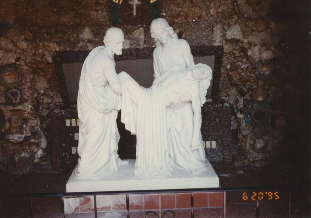 West Bend, IA, history of Iowa, Iowa, statue, Iowa History, grotto, Religion, Tackett, Lyn, christ being laid in the tomb