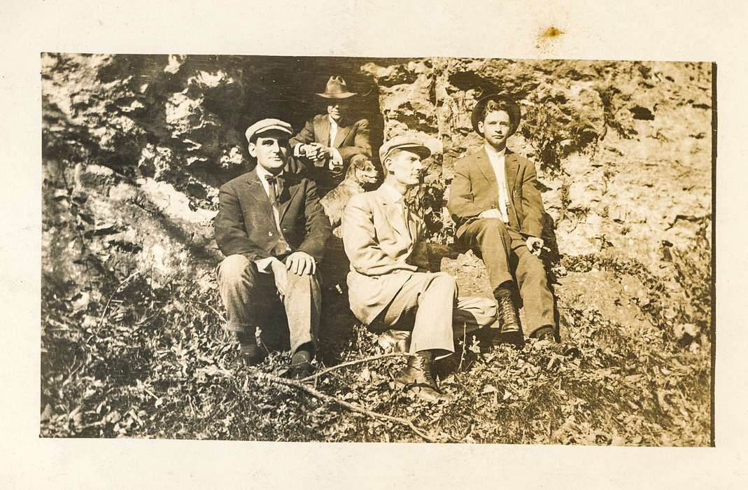 Portraits - Group, history of Iowa, Iowa History, Animals, Anamosa Library & Learning Center, friends, cigar, Iowa, Anamosa, IA, Leisure