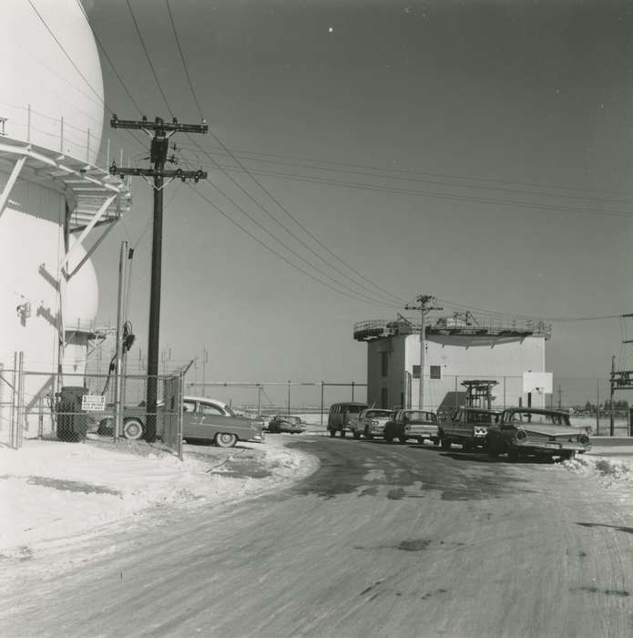 history of Iowa, Landscapes, Businesses and Factories, snow, power lines, Waverly Public Library, Iowa, Motorized Vehicles, Winter, Iowa History, IA