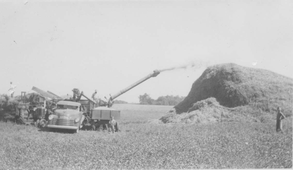 harvest, Farming Equipment, history of Iowa, Iowa History, IA, truck, field, hay, Fouche, Shirley, workers, Iowa, Farms