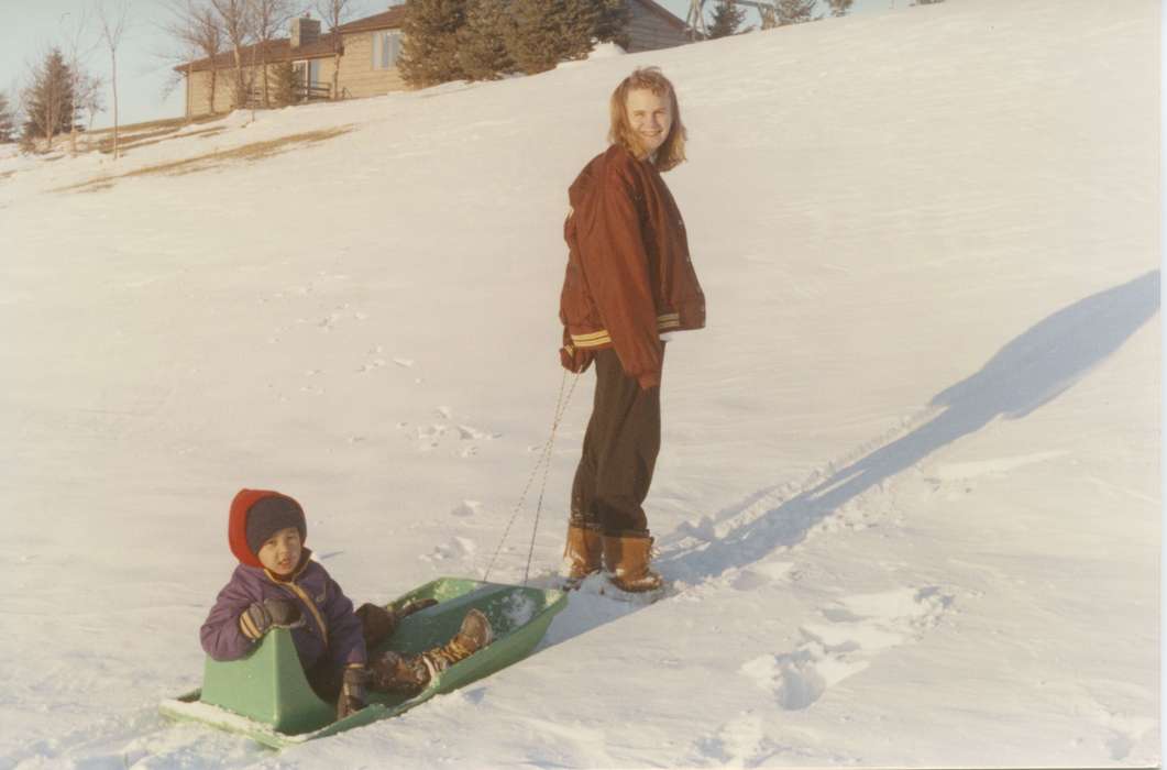 Kann, Rodney, sled, history of Iowa, Iowa History, Mason City, IA, Winter, Iowa, Outdoor Recreation, snow, Portraits - Individual