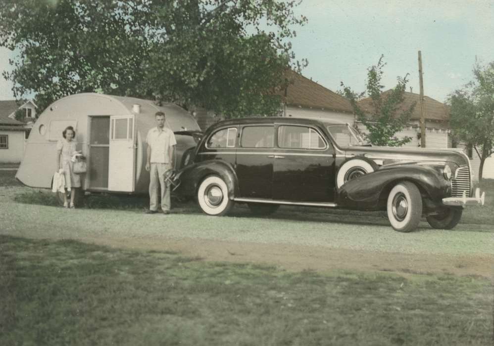 Portraits - Group, Travel, history of Iowa, Iowa History, Families, Motorized Vehicles, car, camper, Iowa, colorized, McMurray, Doug, Columbus, NE, Leisure