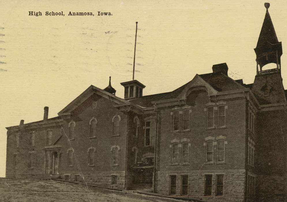 history of Iowa, Iowa History, bell, flagpole, Iowa, Anamosa, IA, Schools and Education, school, Hatcher, Cecilia