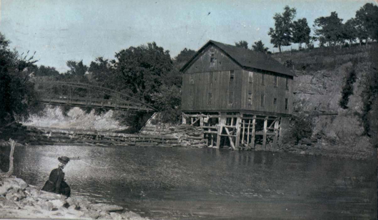 cliff, Oskaloosa, IA, Lemberger, LeAnn, history of Iowa, bridge, Lakes, Rivers, and Streams, Iowa, Portraits - Individual, Iowa History, river