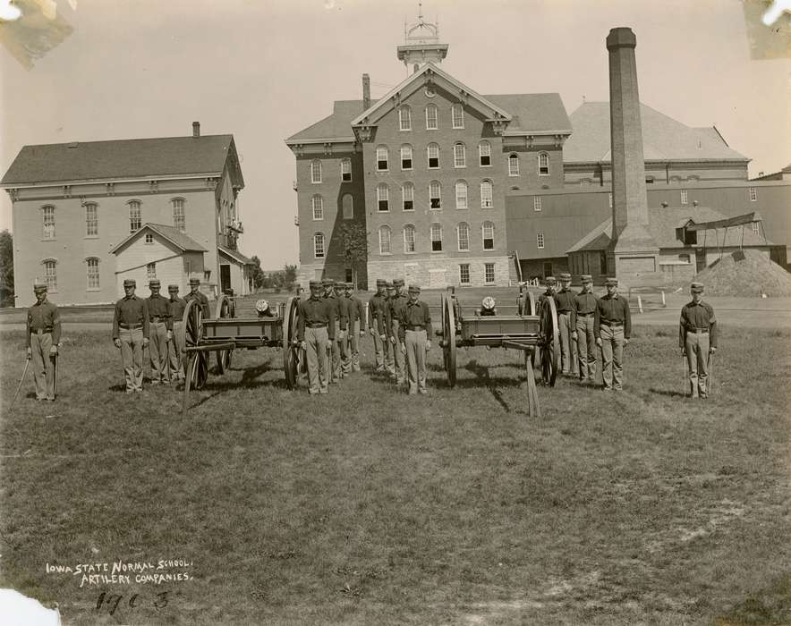 UNI Special Collections & University Archives, iowa state normal school, canon, old gilchrist, battalion, history of Iowa, military training, Iowa, uni, Military and Veterans, Iowa History, university of northern iowa, central hall, Schools and Education