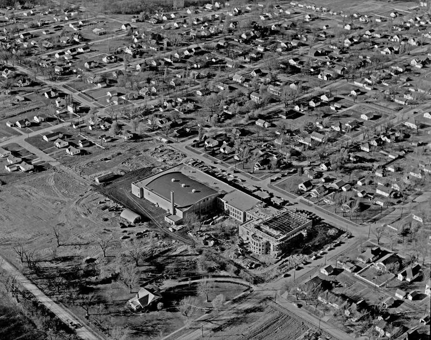 Cities and Towns, Iowa History, Iowa, Schools and Education, school, Lemberger, LeAnn, Ottumwa, IA, Aerial Shots, history of Iowa, construction