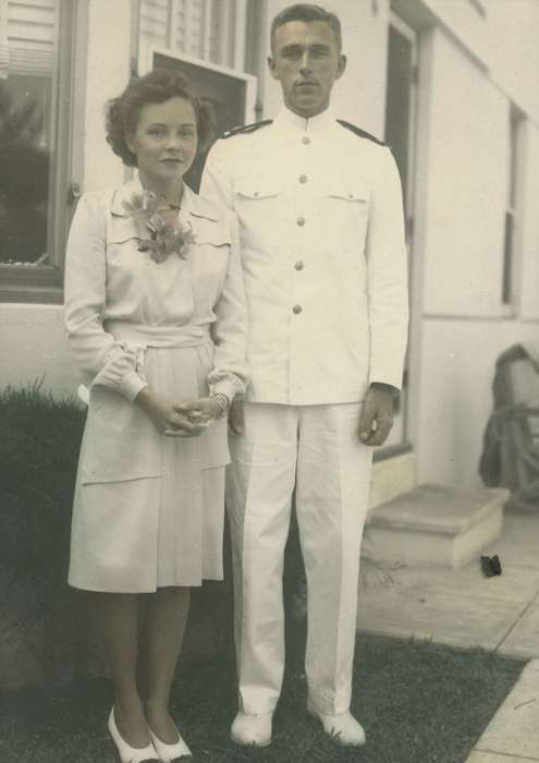 Portraits - Group, uniform, Travel, Iowa, couple, colorized, Military and Veterans, McMurray, Doug, Hollywood, FL, history of Iowa, Iowa History