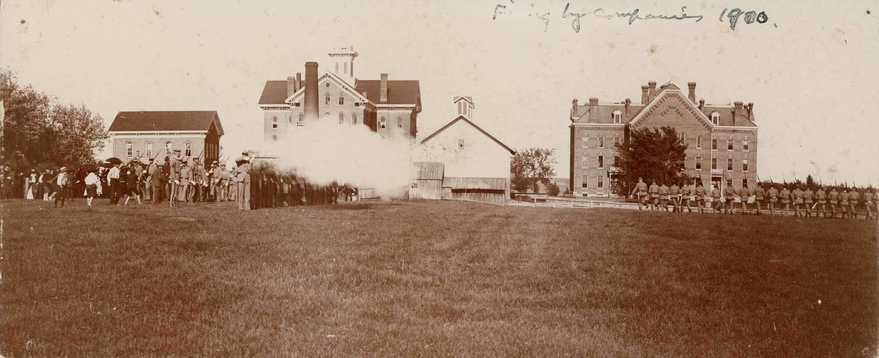 Military and Veterans, history of Iowa, Iowa History, battalion, uni, iowa state normal school, military training, gun, UNI Special Collections & University Archives, Iowa, Schools and Education, university of northern iowa, central hall