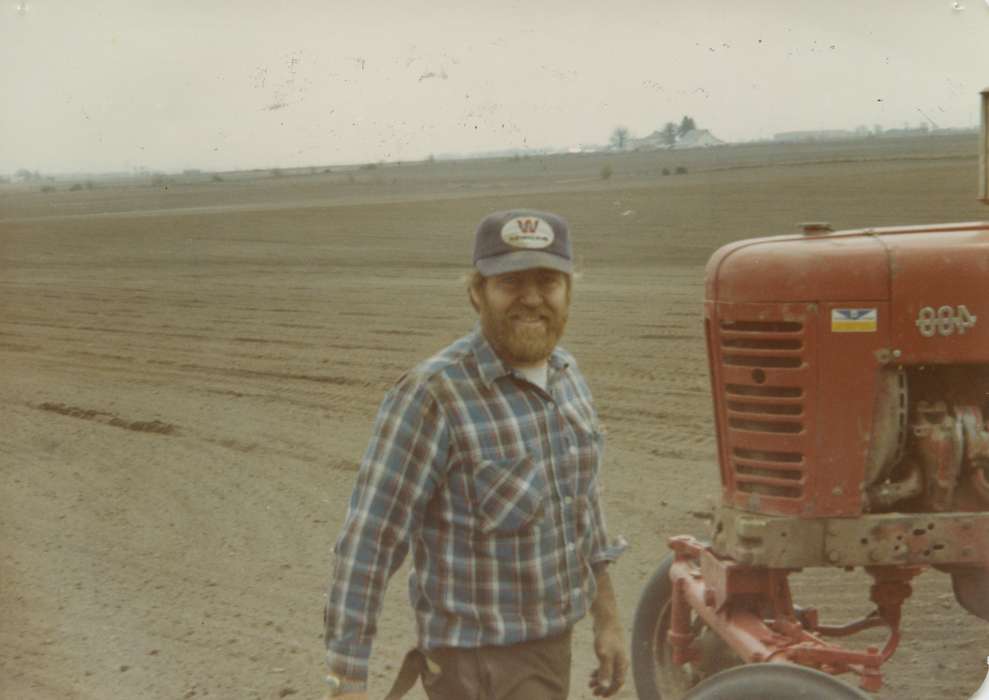 farmer, Farming Equipment, history of Iowa, Portraits - Individual, Iowa History, Owens, Lois, Wilton, IA, tractor, Iowa, Farms, Labor and Occupations