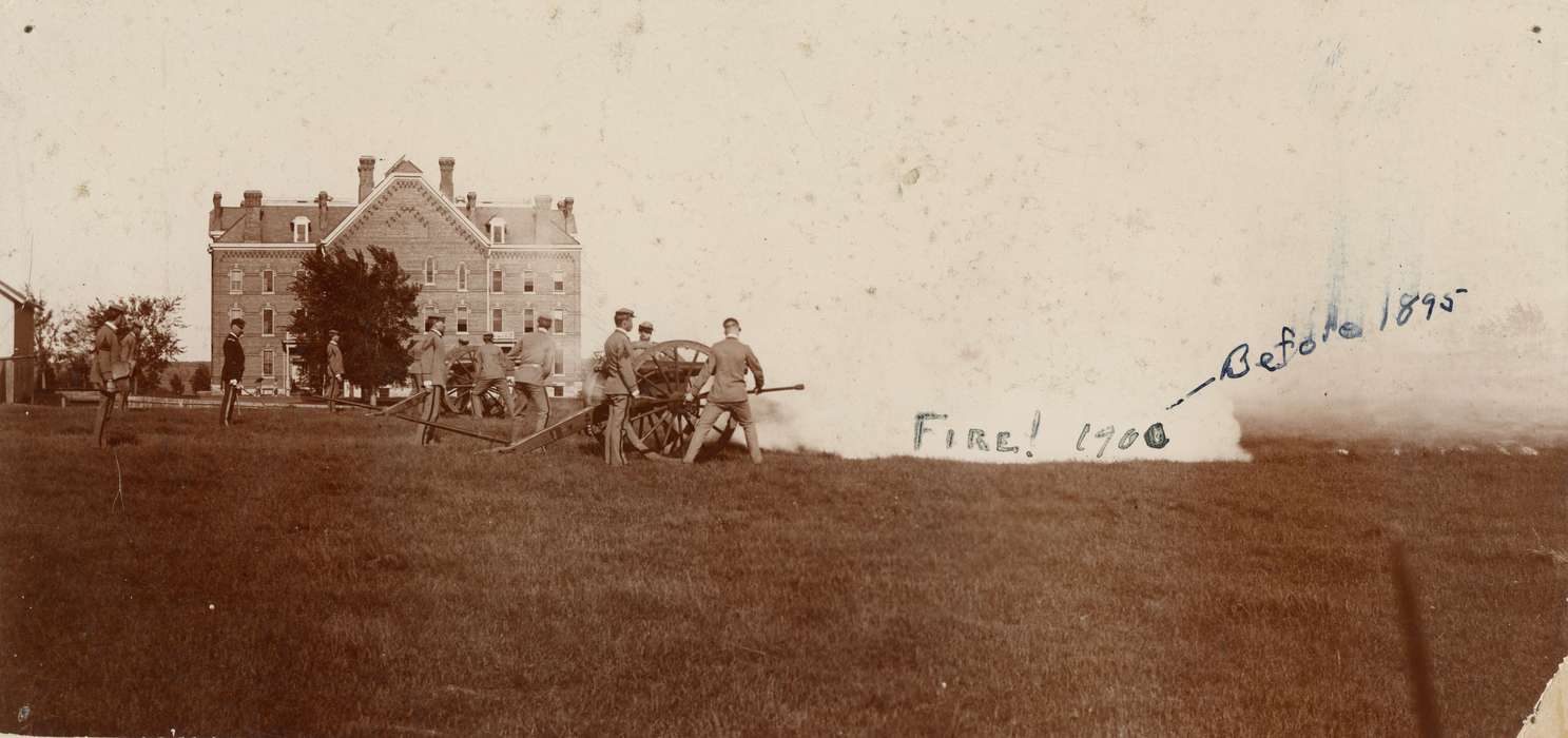 Military and Veterans, history of Iowa, Iowa History, battalion, canon, uni, iowa state normal school, military training, UNI Special Collections & University Archives, Iowa, Schools and Education, university of northern iowa, central hall
