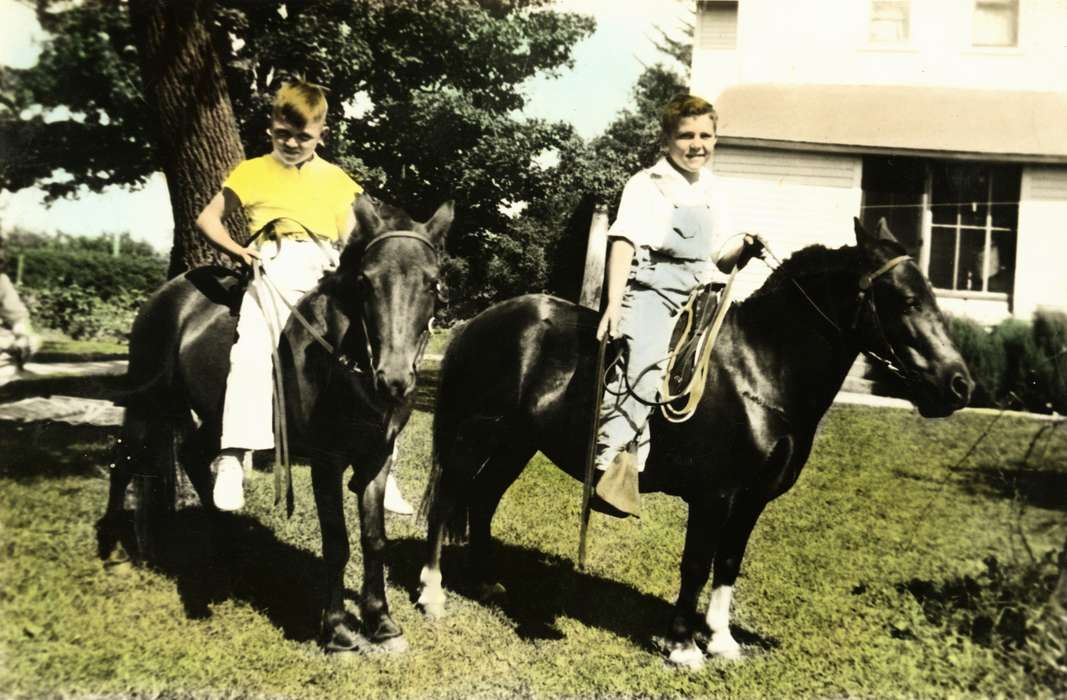 Portraits - Group, Gary, Stacy A., history of Iowa, pony, Iowa History, Animals, Hawkeye, IA, Iowa, horse, Children, brother