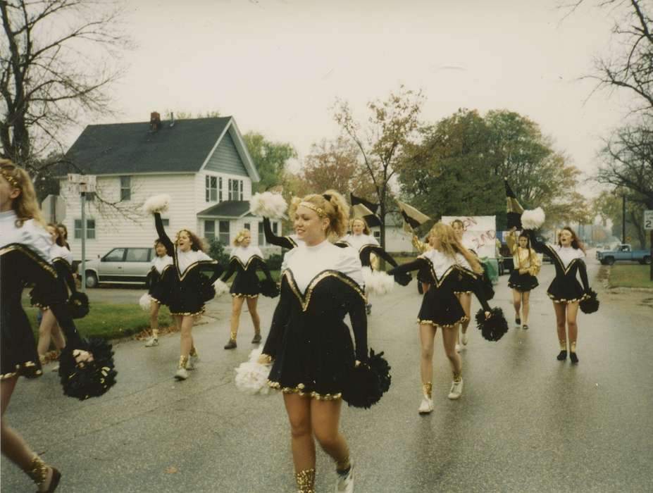 Main Streets & Town Squares, history of Iowa, uniform, Iowa History, Entertainment, parade, cheerleader, Hewitt, Angie, Waverly, IA, Iowa, Cities and Towns, Schools and Education, pom poms