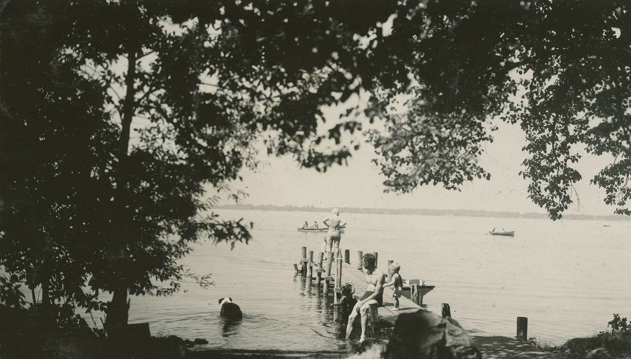 Animals, Iowa History, boats, Lakes, Rivers, and Streams, dock, Clear Lake, IA, Iowa, lake, McMurray, Doug, dog, Outdoor Recreation, Leisure, history of Iowa