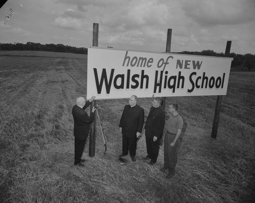 Cities and Towns, Iowa History, Iowa, Schools and Education, Lemberger, LeAnn, Ottumwa, IA, high school, history of Iowa, construction, sign