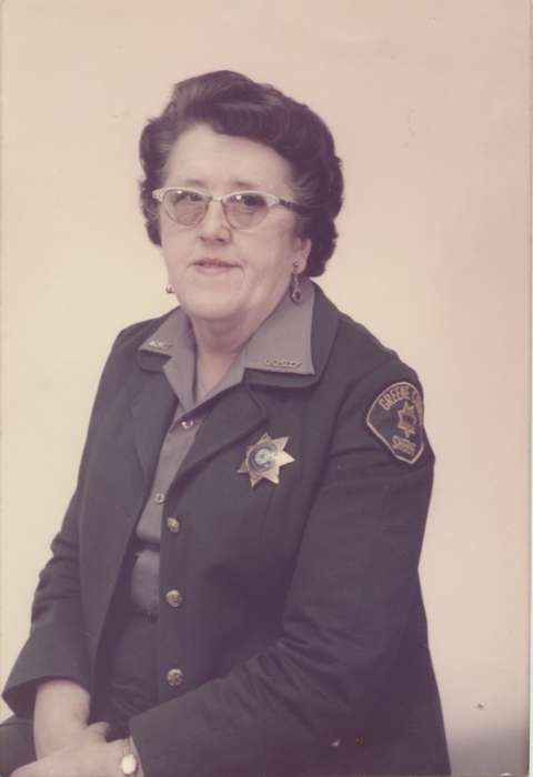 Military and Veterans, police, history of Iowa, uniform, Iowa History, Smith, Diane, Jefferson, IA, glasses, Iowa, sheriff, Labor and Occupations