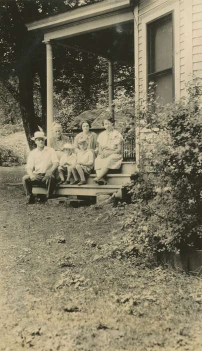 Portraits - Group, porch, Iowa, Families, Children, Homes, Ackley, IA, history of Iowa, Iowa History, Mortenson, Jill