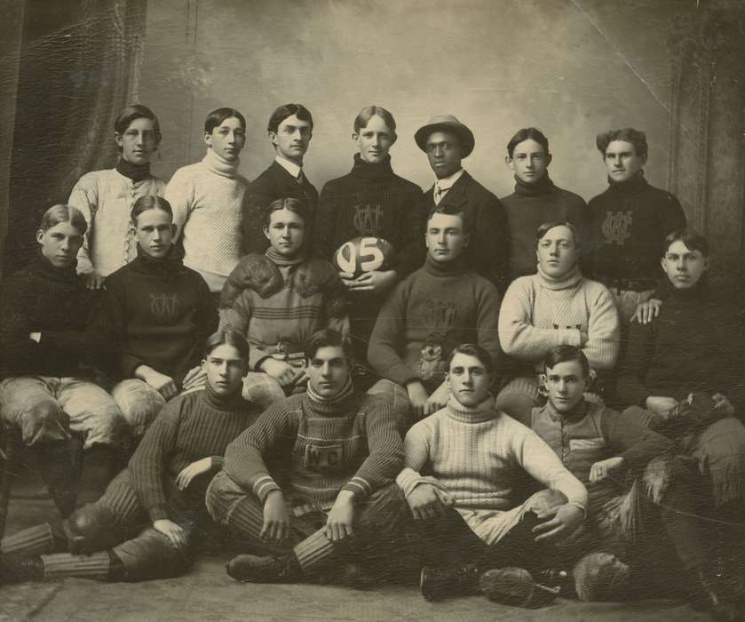 Portraits - Group, Iowa, Webster City, IA, hat, McMurray, Doug, african american, People of Color, team, Sports, football, history of Iowa, football players, Iowa History