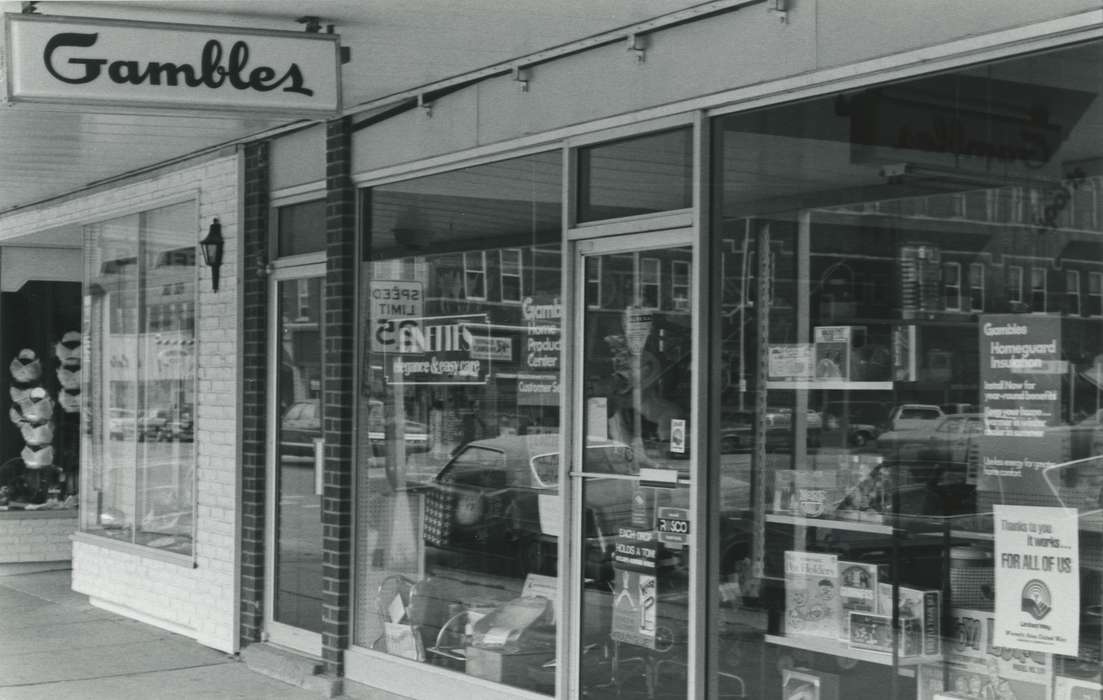 history of Iowa, window, Waverly Public Library, storefront, Iowa, main street, business, Iowa History