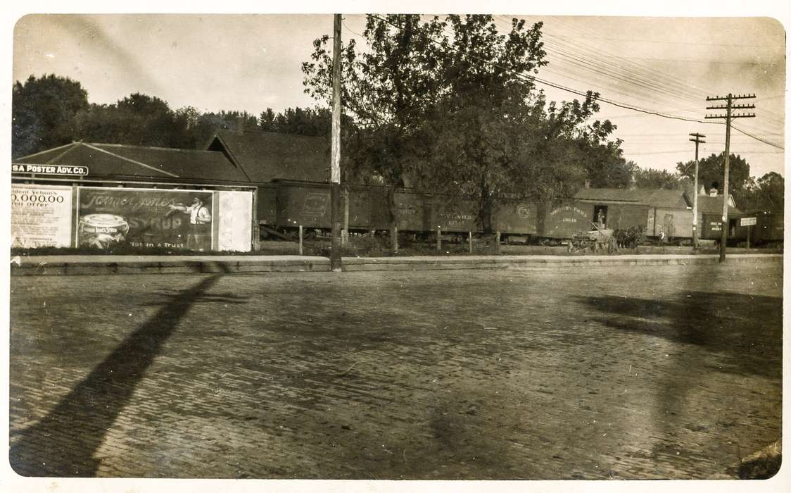 train, Iowa, Train Stations, advertisement, Cities and Towns, Anamosa, IA, Anamosa Library & Learning Center, history of Iowa, cobblestone, Iowa History