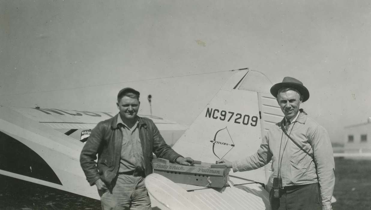 Portraits - Group, chicks, history of Iowa, Iowa History, Motorized Vehicles, Webster City, IA, airplane, Iowa, McMurray, Doug