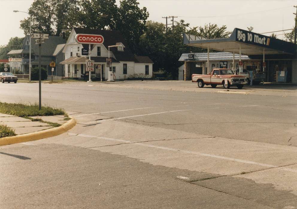 Main Streets & Town Squares, history of Iowa, Iowa History, Businesses and Factories, Waverly, IA, gas station, Iowa, Cities and Towns, Waverly Public Library