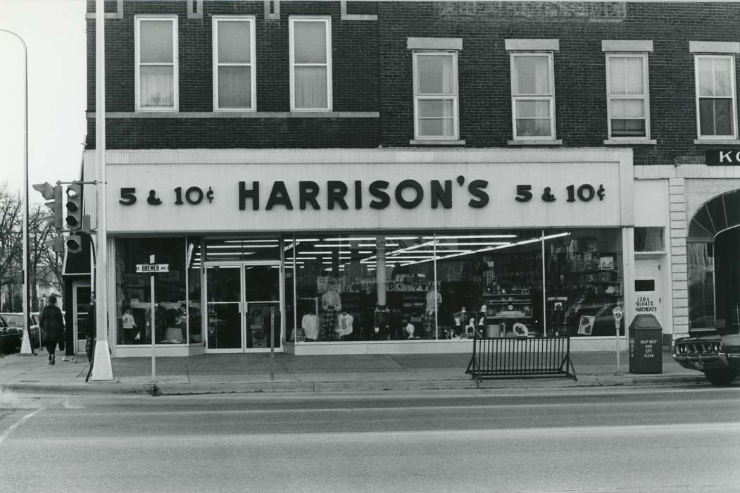 Cities and Towns, apartment, storefront, Motorized Vehicles, Iowa History, Waverly Public Library, Main Streets & Town Squares, general store, Iowa, sidewalk, convenience store, history of Iowa, store, Businesses and Factories, dollar store, Waverly, IA, streetlights