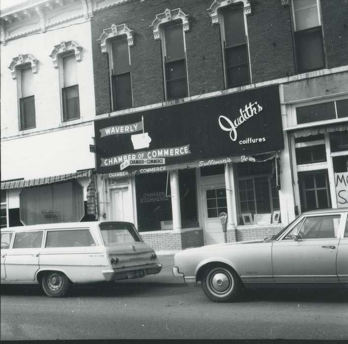 Main Streets & Town Squares, main street, history of Iowa, cars, Iowa History, jewelry store, Iowa, Cities and Towns, Waverly Public Library, chamber of commerce